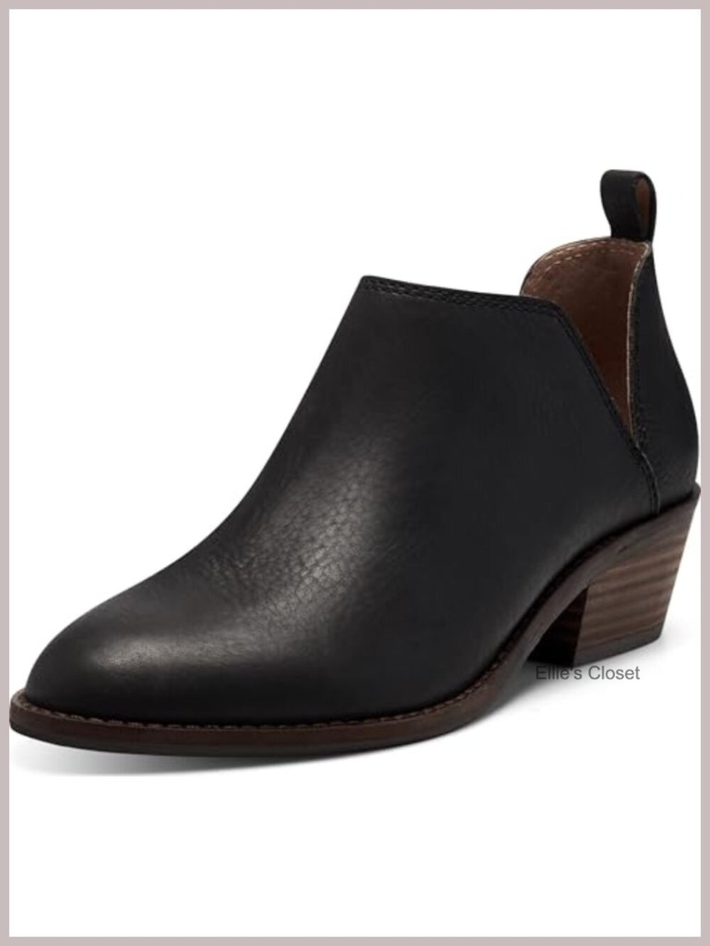 Ankle Bootie with Dual Side Cutouts Memory Foam Insole Stacked Block Heel